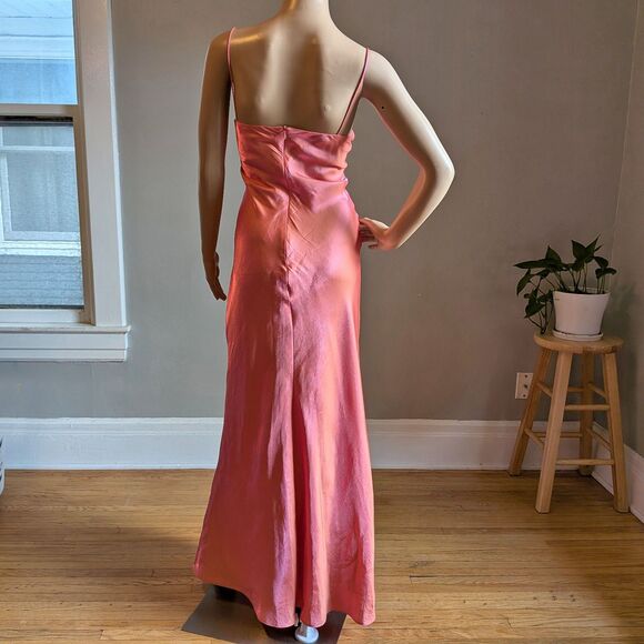Vintage 90s Y2K De Laru Pink Gown Maxi Slip Dress Iridescent Prom Formal Size 9 - Picture 3 of 10